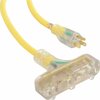U.S. Wire & Cable 50 Ft. 12/3 SJTW-A Pow-R-Block Extension, Round, Yellow, 300V, Illuminated Plug 76050
